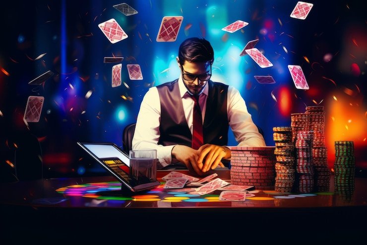 A young Philippine man enjoying mobile betting in a cafe in Cebu City